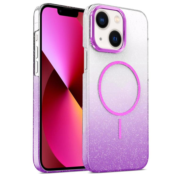 For iPhone 13 Gold Diamond Glitter Gradient MagSafe Shockproof Phone Case