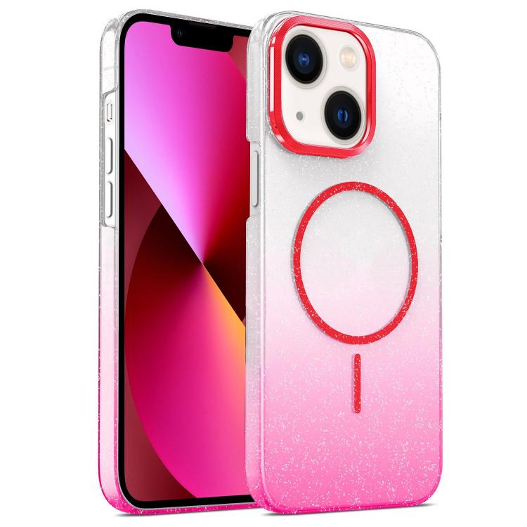 For iPhone 13 Gold Diamond Glitter Gradient MagSafe Shockproof Phone Case