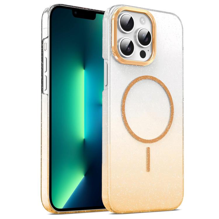 For iPhone 13 Pro Max Gold Diamond Glitter Gradient MagSafe Shockproof Phone Case