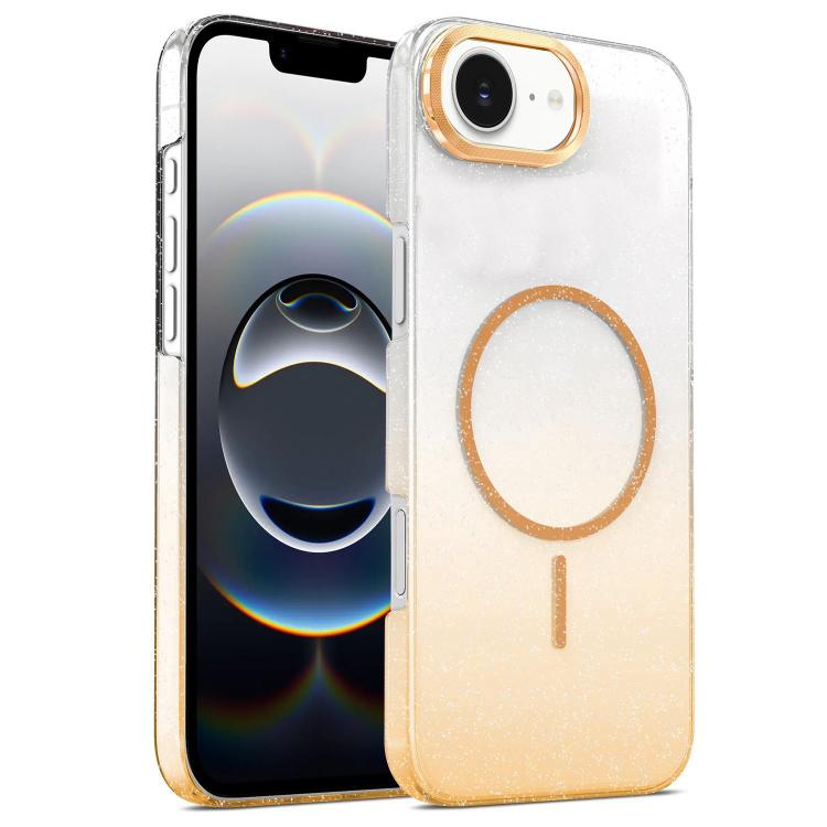 For iPhone 17e / 16e Gold Diamond Glitter Gradient MagSafe Shockproof Phone Case
