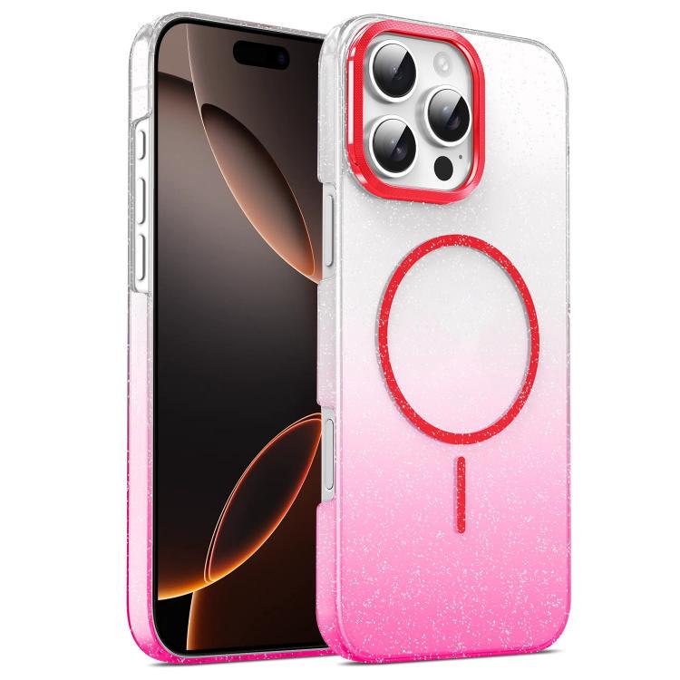 For iPhone 16 Pro Max Gold Diamond Glitter Gradient MagSafe Shockproof Phone Case