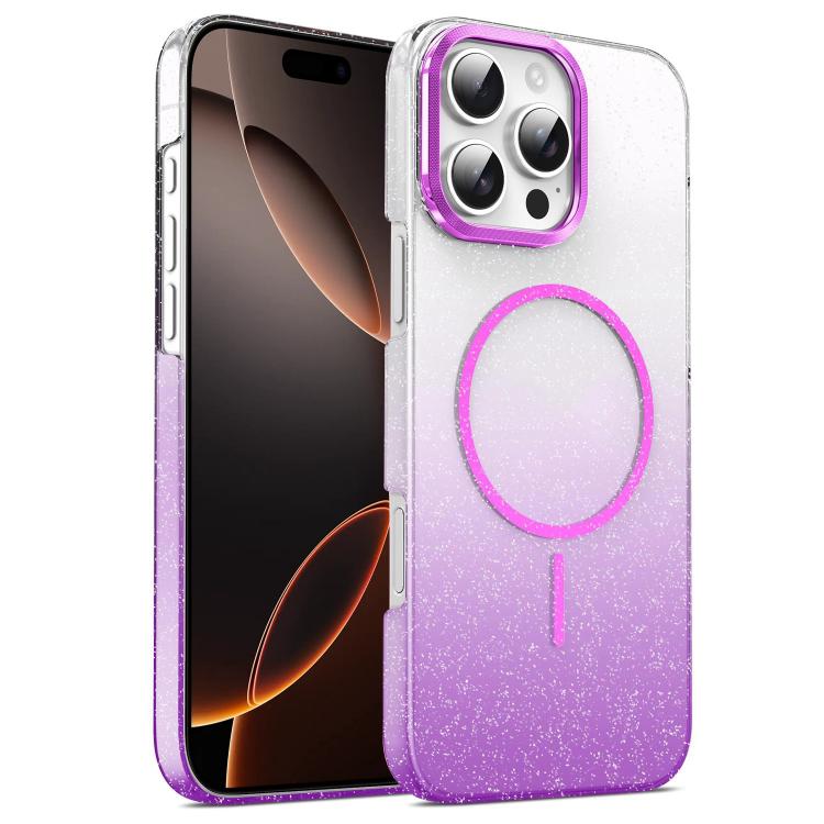 For iPhone 16 Pro Gold Diamond Glitter Gradient MagSafe Shockproof Phone Case