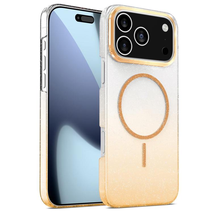 For iPhone 17 Pro Max Gold Diamond Glitter Gradient MagSafe Shockproof Phone Case