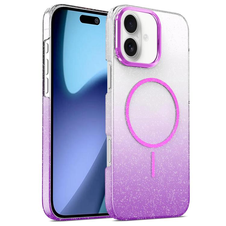 For iPhone 17 Gold Diamond Glitter Gradient MagSafe Shockproof Phone Case