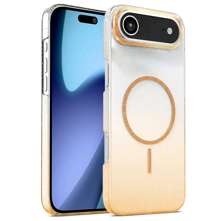 For iPhone Air Gold Diamond Glitter Gradient MagSafe Shockproof Phone Case