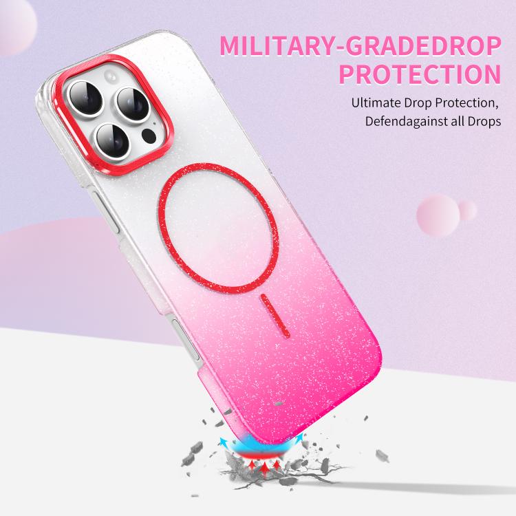 For iPhone 13 Gold Diamond Glitter Gradient MagSafe Shockproof Phone Case