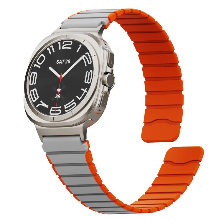 For Samsung Galaxy Watch Ultra 47mm / Ultra 2025 Magnetic Two Color Silicone Watch Band