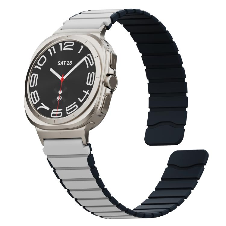 For Samsung Galaxy Watch Ultra 47mm / Ultra 2025 Magnetic Two Color Silicone Watch Band