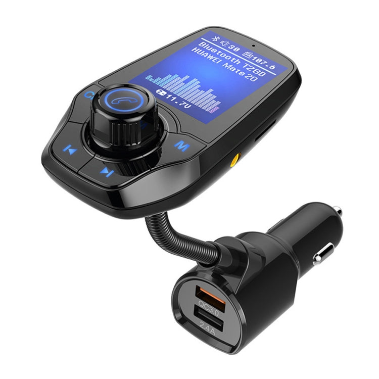 T26D Car Bluetooth Hands-Free Car Mp3 Color large Screen FM Transmitter QC3.0 Fast Charge Car Bluetooth Mp3(Black)