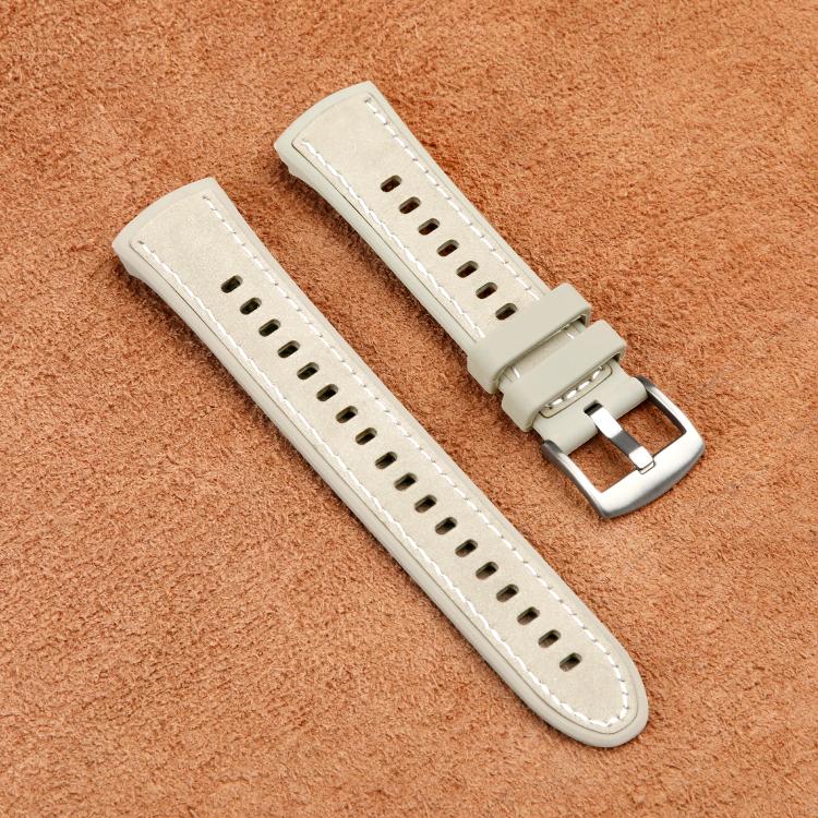 For Huawei Watch 5 42mm Silicone Hybrid Leather Watch Band