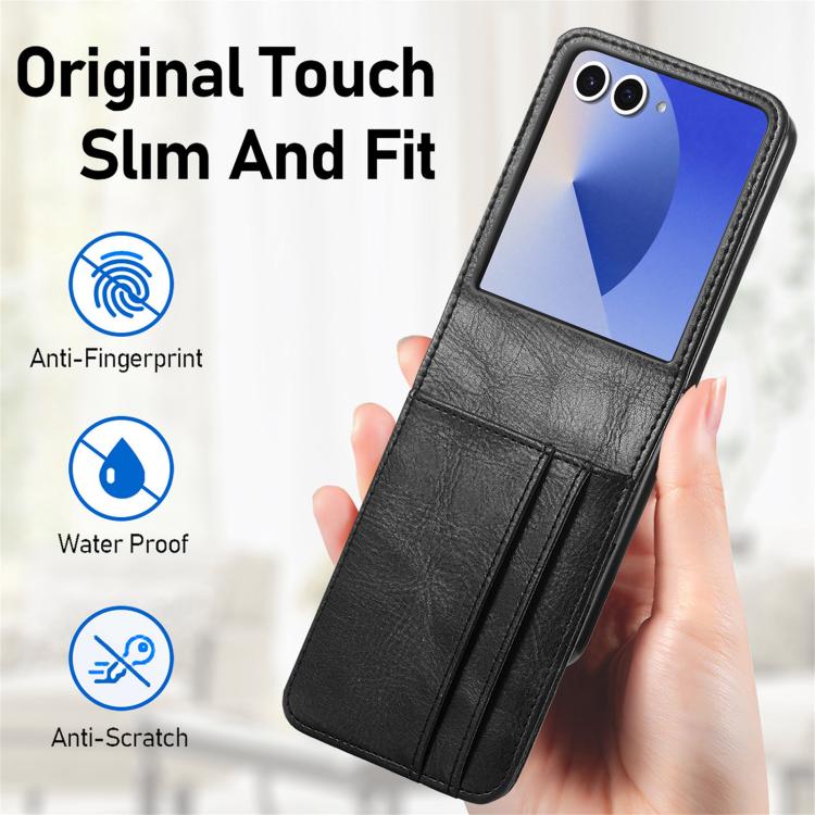 For Galaxy Z Flip7 5G Vertical Flip Card Slot Leather Phone Case