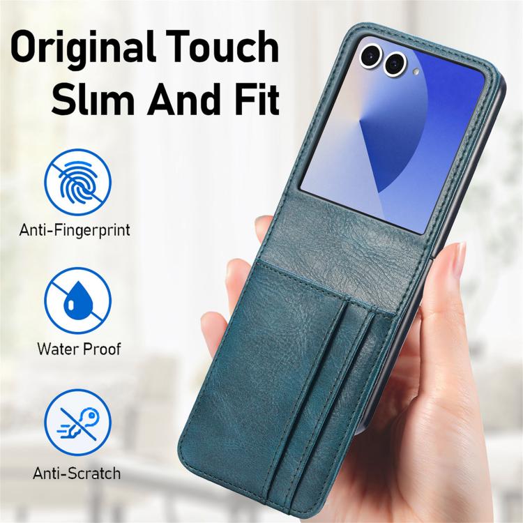 For Galaxy Z Flip7 5G Vertical Flip Card Slot Leather Phone Case