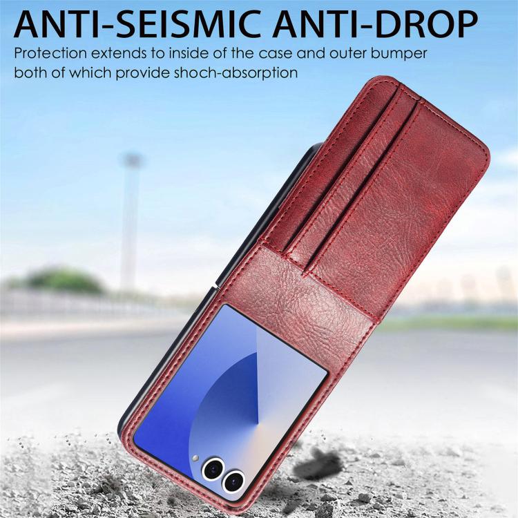 For Galaxy Z Flip7 5G Vertical Flip Card Slot Leather Phone Case