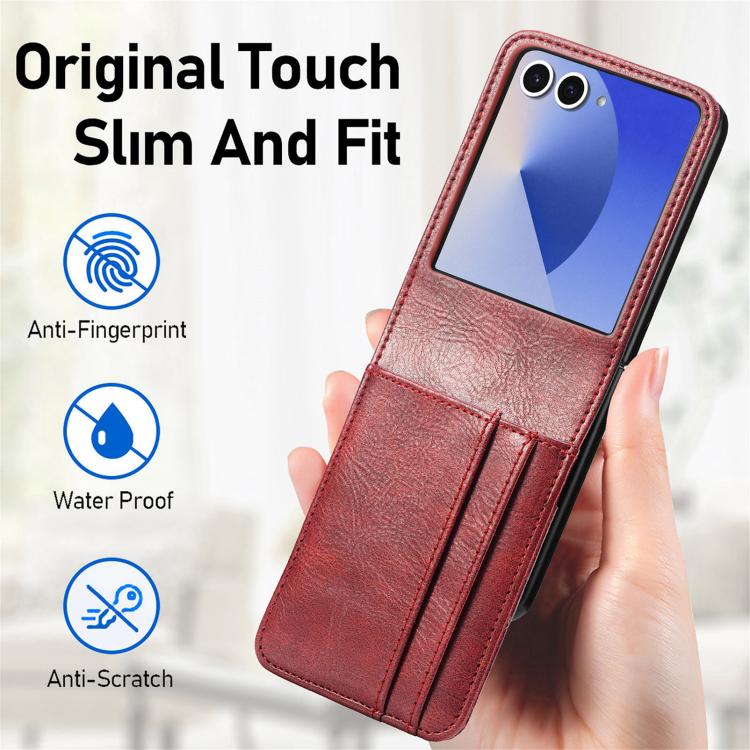For Galaxy Z Flip7 5G Vertical Flip Card Slot Leather Phone Case