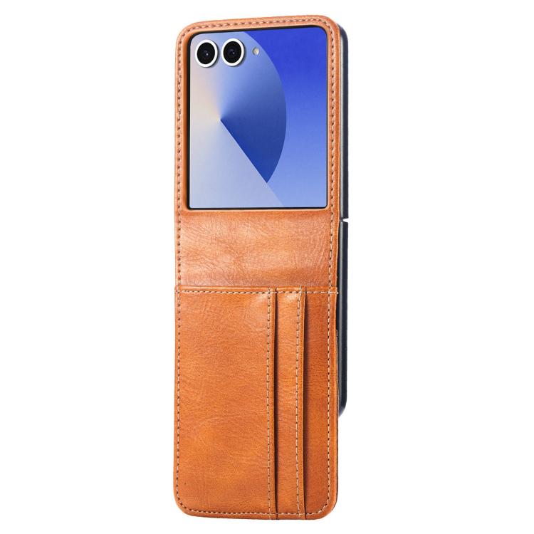 For Galaxy Z Flip7 5G Vertical Flip Card Slot Leather Phone Case