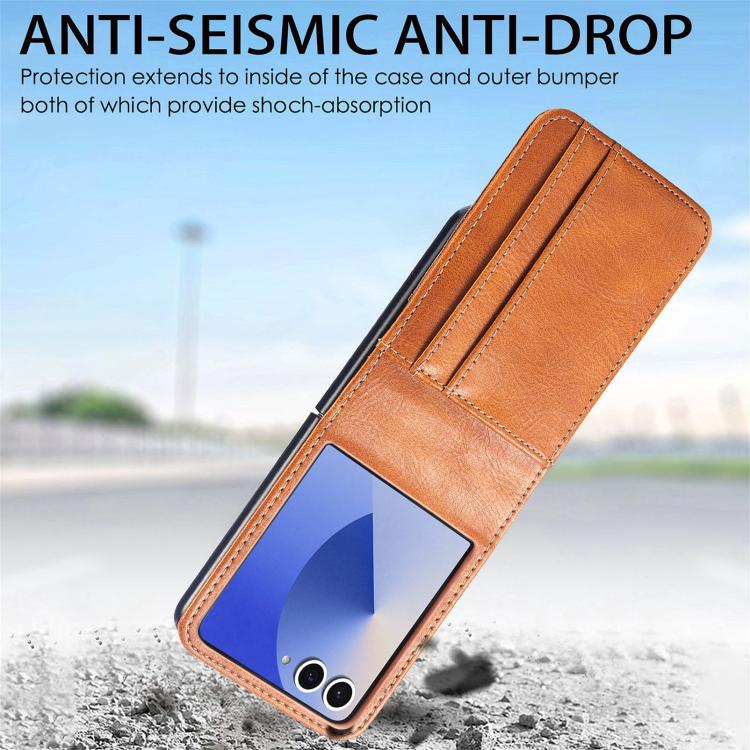 For Galaxy Z Flip7 5G Vertical Flip Card Slot Leather Phone Case