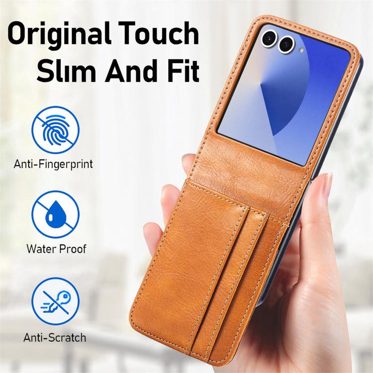For Galaxy Z Flip7 5G Vertical Flip Card Slot Leather Phone Case