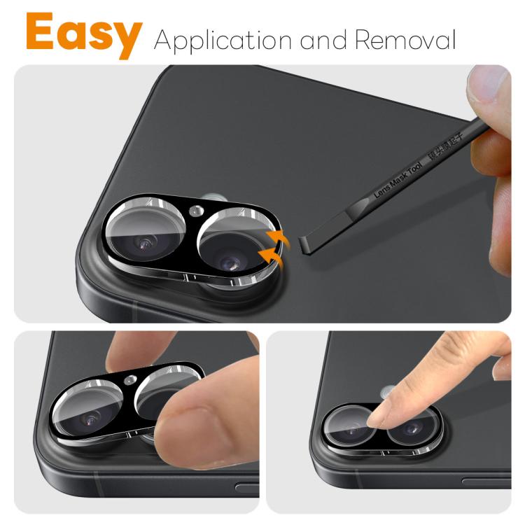 For iPhone 17 NORTHJO Camera Lens Protector 3D HD Tempered Glass Film - Black