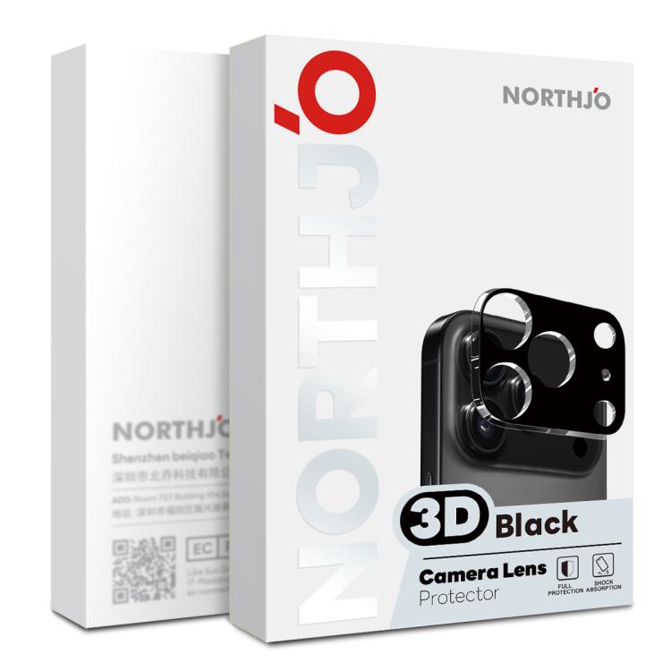 For iPhone 17 2pcs NORTHJO Camera Lens Protector 3D HD Tempered Glass Film - Black