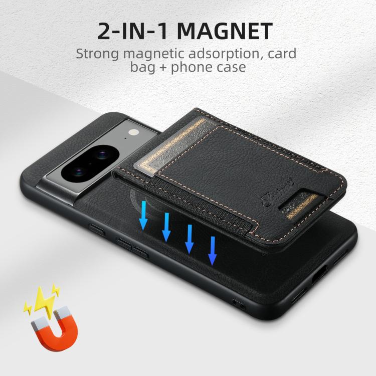 For Google Pixel 6 Suteni H17 Litchi Texture Leather Magnetic Detachable Wallet Phone Case