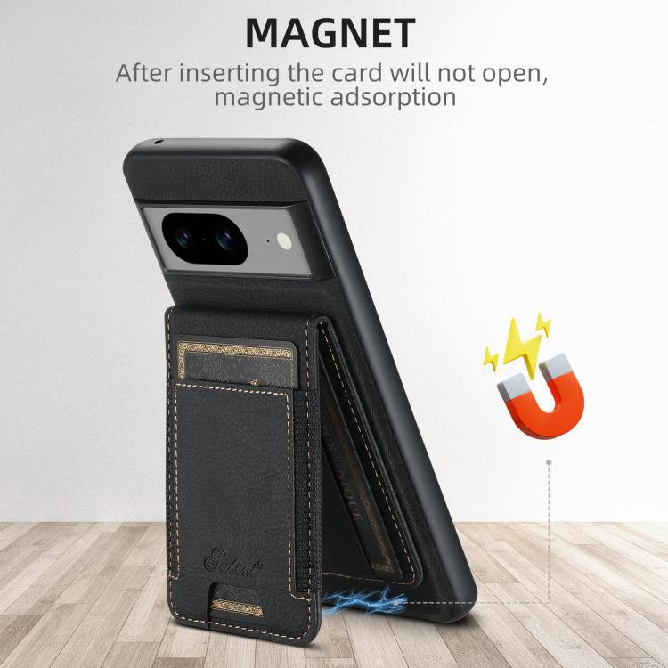 For Google Pixel 7 Suteni H17 Litchi Texture Leather Magnetic Detachable Wallet Phone Case