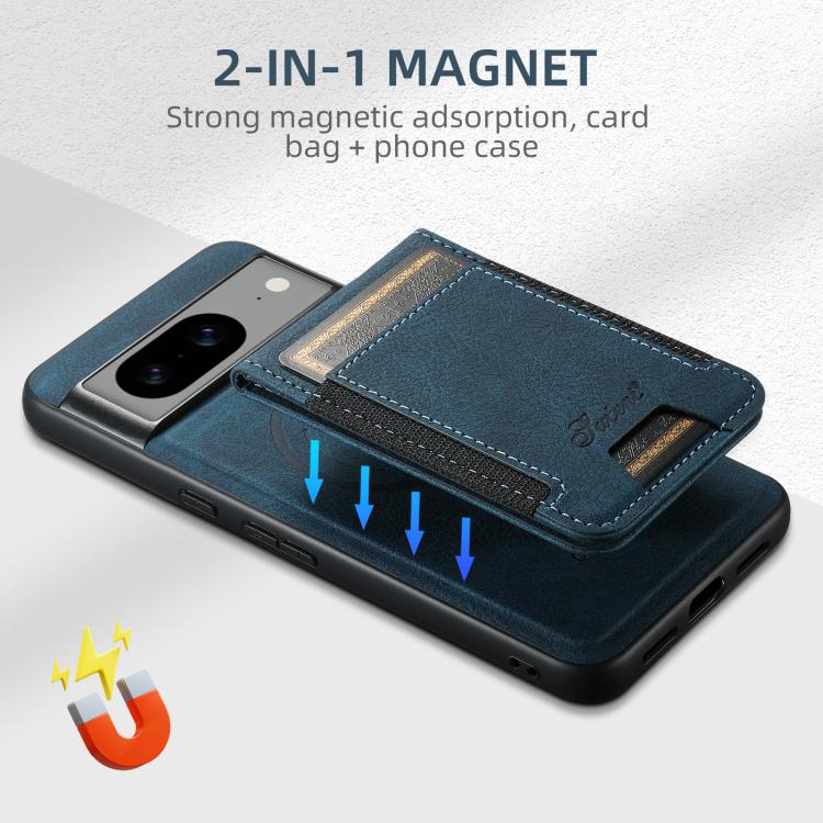 For Google Pixel 7 Suteni H17 Litchi Texture Leather Magnetic Detachable Wallet Phone Case