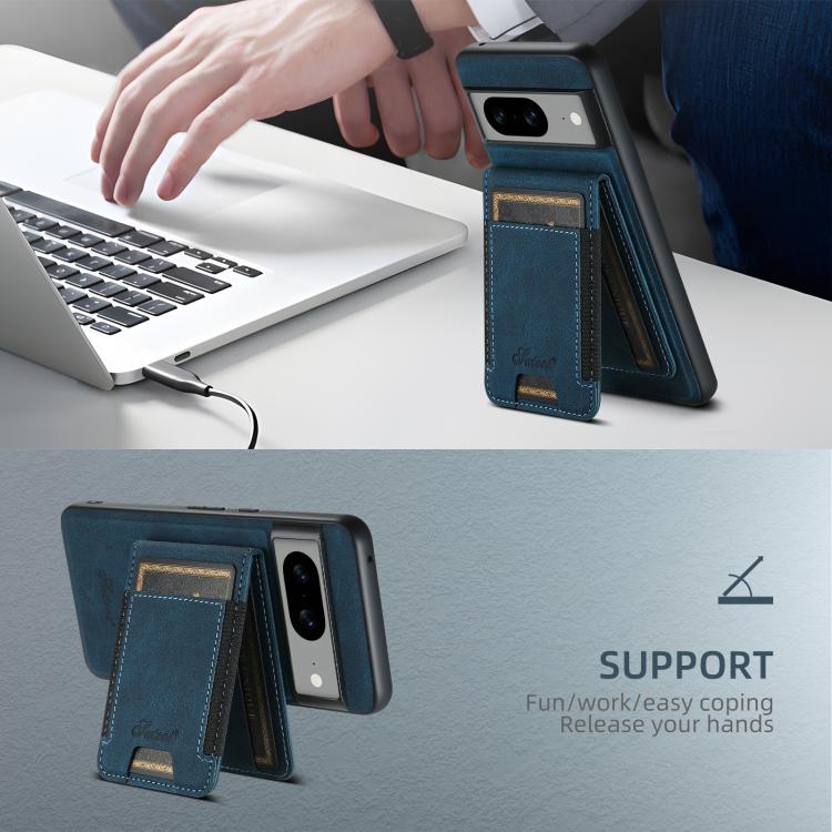 For Google Pixel 7a Suteni H17 Litchi Texture Leather Magnetic Detachable Wallet Phone Case