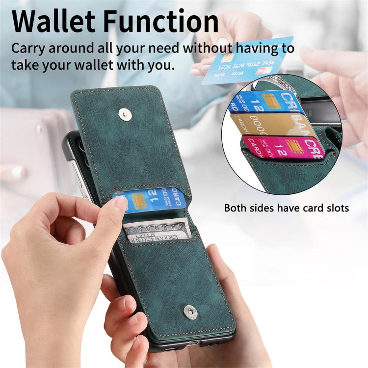 For Galaxy Z Flip6 5G Retro Leather Ring Vertical Flip Wallet Phone Case