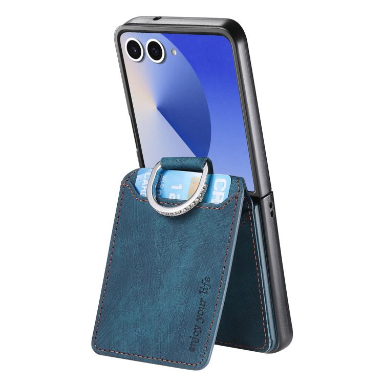 For Galaxy Z Flip7 5G Retro Leather Ring Vertical Flip Wallet Phone Case