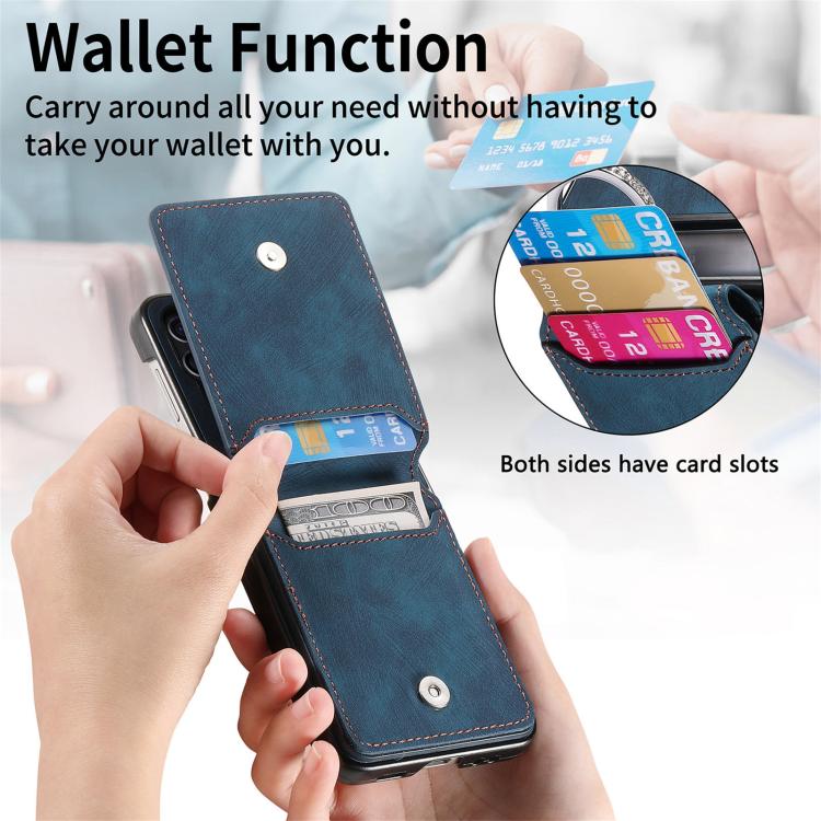 For Galaxy Z Flip7 5G Retro Leather Ring Vertical Flip Wallet Phone Case