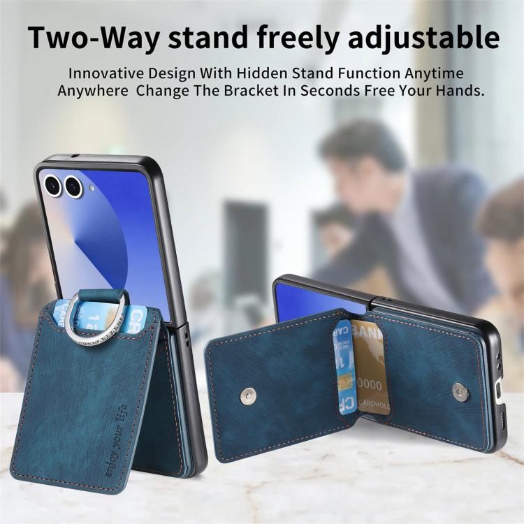 For Galaxy Z Flip7 5G Retro Leather Ring Vertical Flip Wallet Phone Case