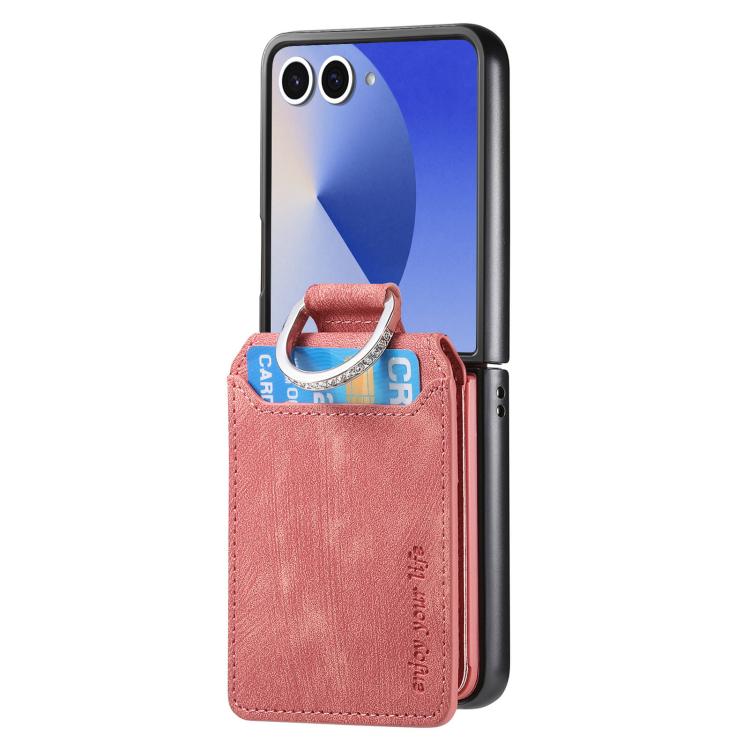 For Galaxy Z Flip7 5G Retro Leather Ring Vertical Flip Wallet Phone Case