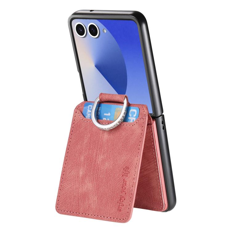 For Galaxy Z Flip7 5G Retro Leather Ring Vertical Flip Wallet Phone Case