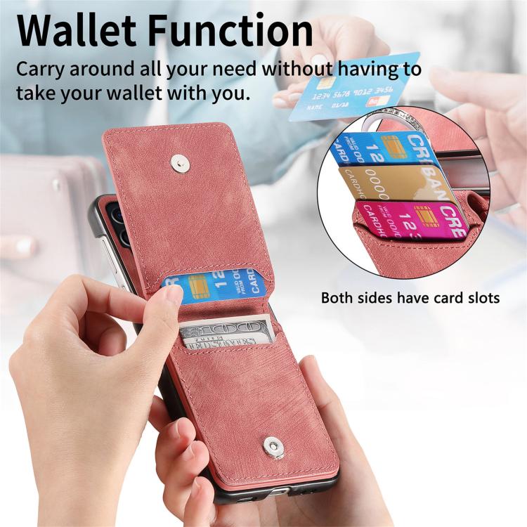 For Galaxy Z Flip7 5G Retro Leather Ring Vertical Flip Wallet Phone Case