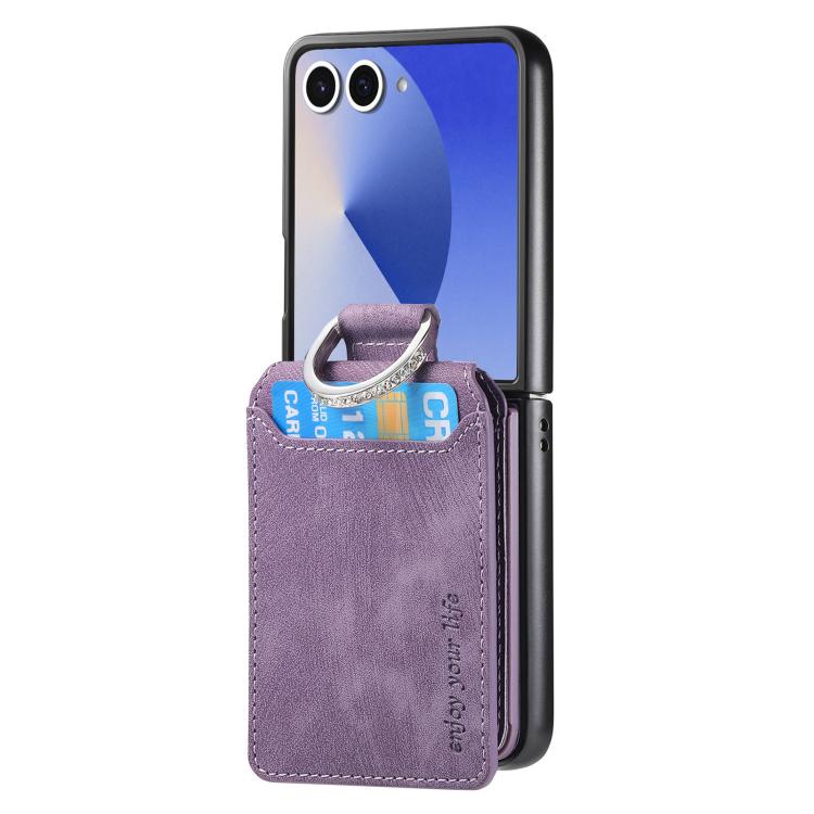 For Galaxy Z Flip7 5G Retro Leather Ring Vertical Flip Wallet Phone Case