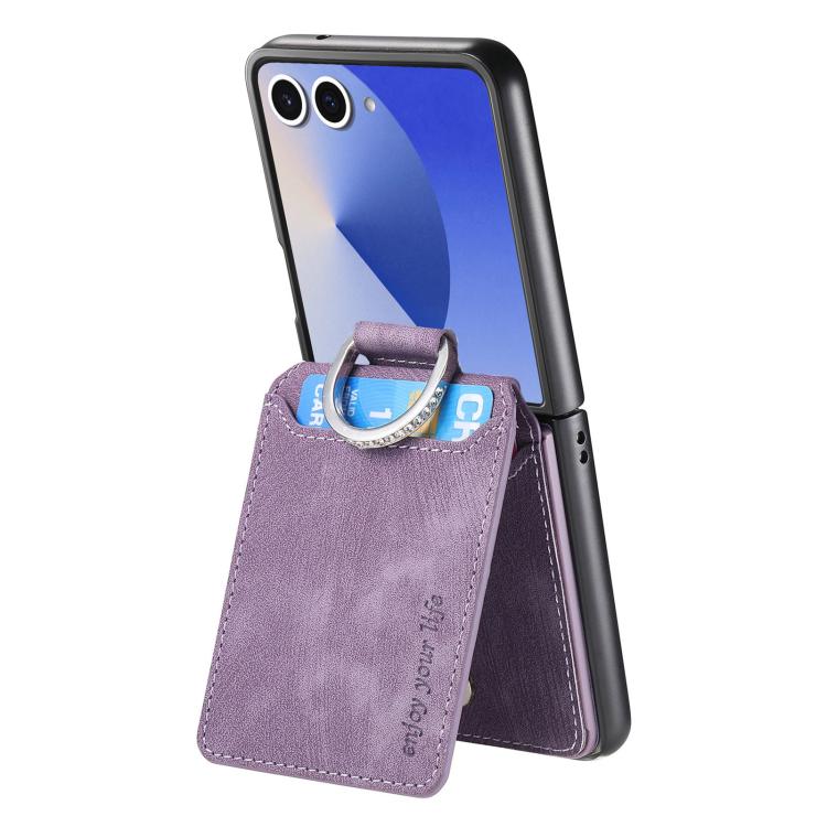 For Galaxy Z Flip7 5G Retro Leather Ring Vertical Flip Wallet Phone Case