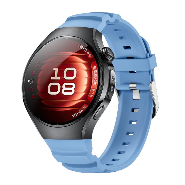 For Huawei Watch 5 42mm Metal Pin Buckle Silicone Watch Band