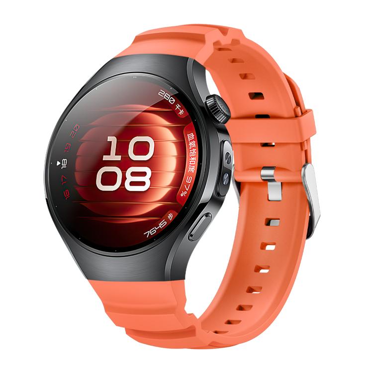 For Huawei Watch 5 42mm Metal Pin Buckle Silicone Watch Band