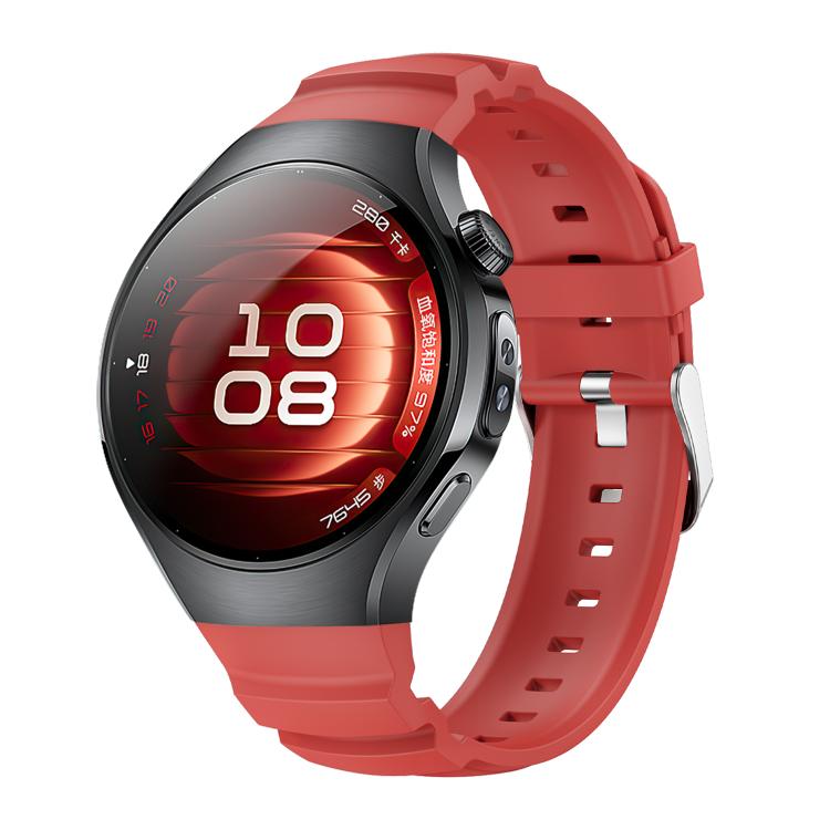 For Huawei Watch 5 42mm Metal Pin Buckle Silicone Watch Band
