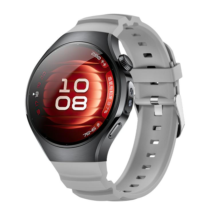 For Huawei Watch 5 42mm Metal Pin Buckle Silicone Watch Band