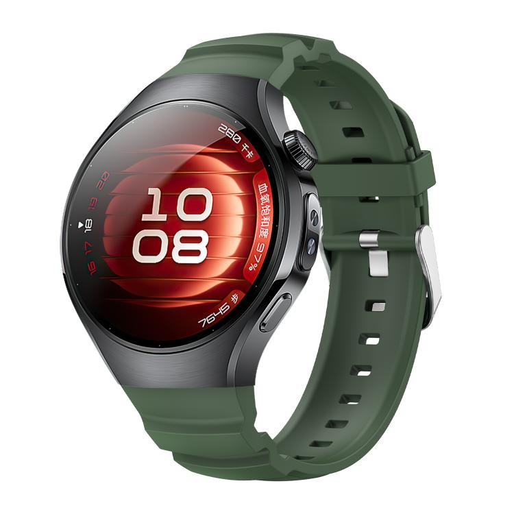 For Huawei Watch 5 42mm Metal Pin Buckle Silicone Watch Band