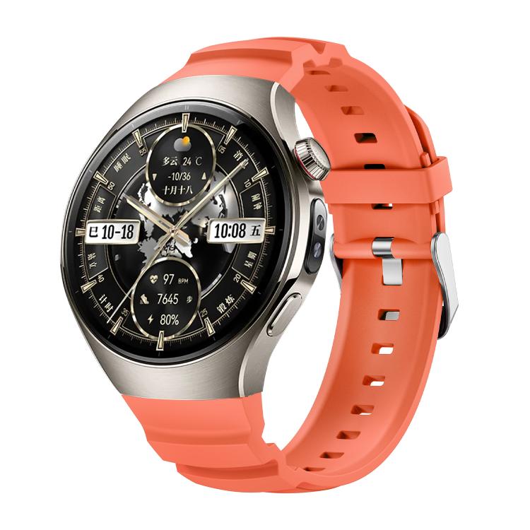For Huawei Watch 5 46mm Metal Pin Buckle Silicone Watch Band