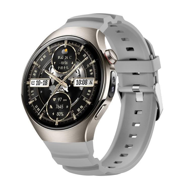 For Huawei Watch 5 46mm Metal Pin Buckle Silicone Watch Band