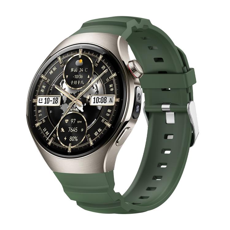 For Huawei Watch 5 46mm Metal Pin Buckle Silicone Watch Band
