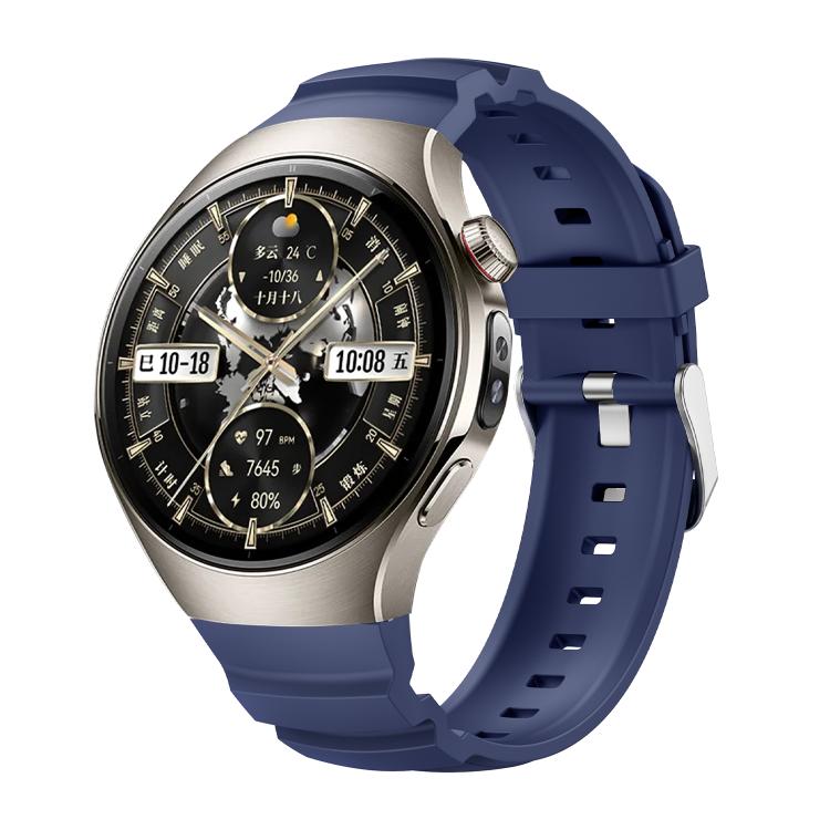 For Huawei Watch 5 46mm Metal Pin Buckle Silicone Watch Band