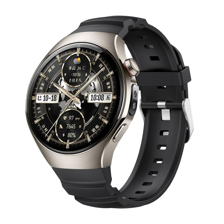 For Huawei Watch 5 46mm Metal Pin Buckle Silicone Watch Band