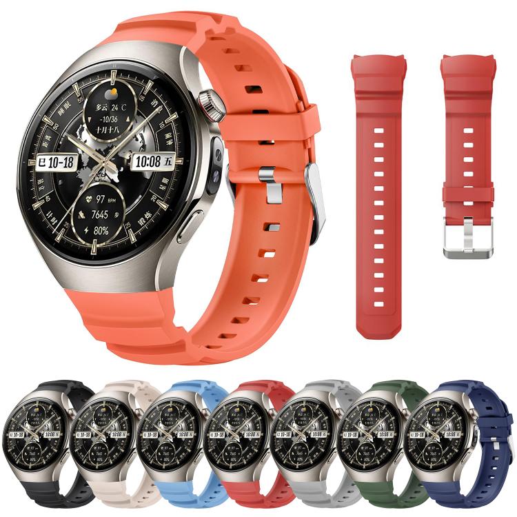 For Huawei Watch 5 46mm Metal Pin Buckle Silicone Watch Band