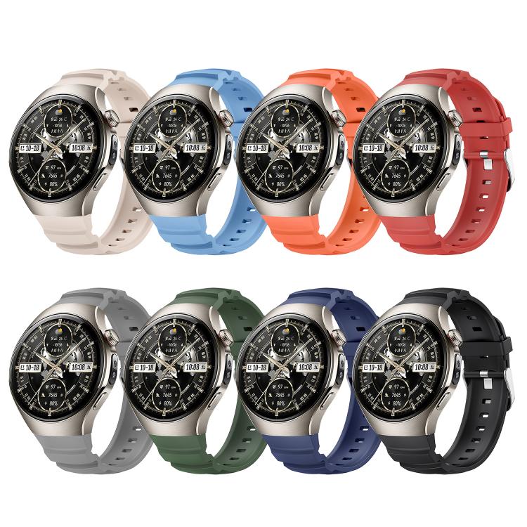 For Huawei Watch 5 42mm Metal Pin Buckle Silicone Watch Band