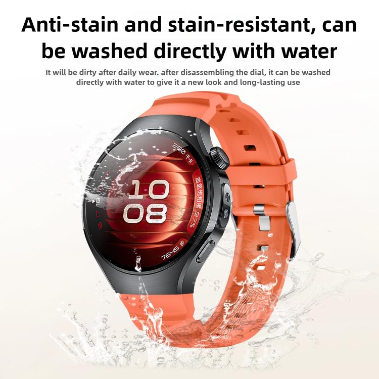 For Huawei Watch 5 46mm Metal Pin Buckle Silicone Watch Band