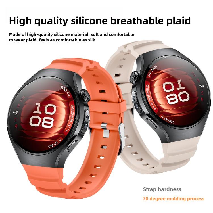 For Huawei Watch 5 46mm Metal Pin Buckle Silicone Watch Band